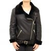 Sheepskin Leather Jacket With Side Zip & Belt