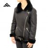 Sheepskin Leather Jacket With Side Zip & Belt