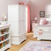 Double Wardrobe With Drawers, Acacia Solid Wood Painter White Color