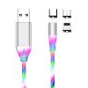 Free Logo Laser 360 Degree Swivel LED Glowing Light Magnetic Phone Charging Cable 2A Charging