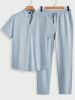 Loose Men Solid Color T-Shirt And Pants Suit