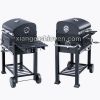 Cast Iron BBQ Grill Trolley Offest Smoker Barbecue Grill with Side Table- BG-H03S-W