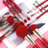 Red makeup brush set p...