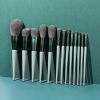 apered Green Bella Custom Makeup Brushes Set Private Label Pinky Makeup Brush Kit Make Up Tool Wooden Handle No Brand No Logo