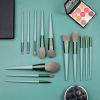 apered Green Bella Custom Makeup Brushes Set Private Label Pinky Makeup Brush Kit Make Up Tool Wooden Handle No Brand No Logo