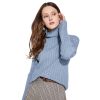 Custom OEM ODM Long Sleeve Knitwear Turtle Neck Ladies Clothes Fashion Knitted Plus Size Pullover Wo