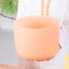 8inches 432hz D quartz crystal singing bowl with free mallet orange  color