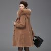 European Style Ladies Fleece Winter Shearling Fur Overcoat Warm Wool Jacket Boutique Sheepskin Integrated Lamb Fur Women Coat