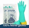 Custom logo Green Chemical Resistant Acid Alkali Oil Proof Kitchen cleaning household Hand Nitrile Gloves