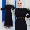 Women's Hijab Dress Waistline Embroidery Detail 2022 Summer Season Wedding Graduation Hijab Clothing