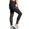 Fashion Black Mesh Patchwork High Waist Fitness Yoga Leggings Women Polyester Spandex Leggings