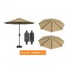 360Â° Table Round Umbrella Solar Powered LED Patio Offset Solar Panel Umbrellas