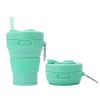 Food grade silicone collapsible coffee mug with straw for camping