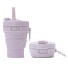 Food grade silicone collapsible coffee mug with straw for camping