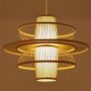 Unique Rattan Bamboo Lamp Shape Organic Bamboo Wicker Weaving Standing Chandelier Pendant Lighting For New Year Decoration