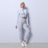 Contrast Pop Zip Closure Long Sleeves Top and Activewear Leggings Set