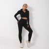 Contrast Pop Zip Closure Long Sleeves Top and Activewear Leggings Set