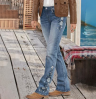 ladies denim boot cut jeans flared jeans women emboidery denim pants