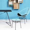Outdoor single rattan chair outdoor balcony leisure chair homestay simple wrought iron chair ins creative coffee table (remark color)