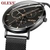 OLEVS 5880 Men&#039; Analog Business Fashion Quartz WristWatch  Classic Multi Time Zone Steel Mesh Band Watch