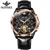 Oupinke 3186 Men Watch Tourbillon Automatic Mechanical Watch Brand Luxury Genuine Leather Sport Watches Mens Relogio Masculino