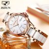 JSDUN 8821original brand Ceramic stainless steel jewelry diamond fashion watch women wrist luxury ladies mechanical wrist watch