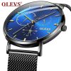 OLEVS 5880 Men&#039; Analog Business Fashion Quartz WristWatch  Classic Multi Time Zone Steel Mesh Band Watch