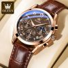 Olevs 2871 Oem Luxury Fashion Glass Quartz Analog Leather Casual Leather Strap Men Wristwatch