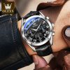 Olevs 2871 Oem Luxury Fashion Glass Quartz Analog Leather Casual Leather Strap Men Wristwatch