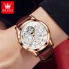 OLEVS 6668 High End New Stainless Steel Watch Tourbillon Automatic Movement Mechanical Watches For Men