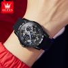 OLEVS 9918 OEM Fashion Men's Fully Automatic Mechanical Watch Red and Black Silicone Strap Fashion Hollow out Watch Men