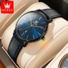 OLEVS 5869 Women's Watch Luxury Brand Quartz Watch Power Reserve Water Feature Genuine Leather Timing Clock