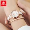 OLEVS 5877 Ceramic Quartz Watch For women Luxury High Quality women&amp;amp;#039;s Stainless Steel Business Luxury Watches