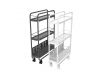 3-Tier Slim Mobile Shelving Unit on Wheels, Slide Out Rolling Bathroom Storage Organizer, Utility Carts Shelf Rack for Kitchen Bathroom Laundry Room Narrow Places, Toll organizer white/Black