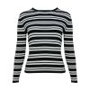 Factory direct sales Fine Knit 14G Rib Striped 100% Sheep Wool Knit Top Long Sleeve Basic Sweater Pullover