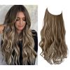 12/14/16/18/22 Inch Thick Long Wavy Invisible Wire Synthetic Blonde Hair Extension