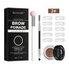 Eye Brow Stamping Kit Black Light Brown Waterproof Eyebrow Stamp Stencil Kit for Black Women