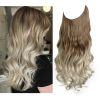 12/14/16/18/22 Inch Thick Long Wavy Invisible Wire Synthetic Blonde Hair Extension