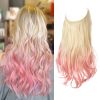 12/14/16/18/22 Inch Thick Long Wavy Invisible Wire Synthetic Blonde Hair Extension