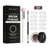 Eye Brow Stamping Kit Black Light Brown Waterproof Eyebrow Stamp Stencil Kit for Black Women