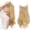 12/14/16/18/22 Inch Thick Long Wavy Invisible Wire Synthetic Blonde Hair Extension