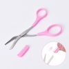 Pink Professional Eyelash Makeup Scissors Stainless Steel Eyebrow Trimming Scissors with Comb