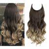 12/14/16/18/22 Inch Thick Long Wavy Invisible Wire Synthetic Blonde Hair Extension