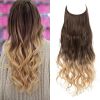 12/14/16/18/22 Inch Thick Long Wavy Invisible Wire Synthetic Blonde Hair Extension