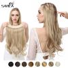 12/14/16/18/22 Inch Thick Long Wavy Invisible Wire Synthetic Blonde Hair Extension