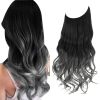 12/14/16/18/22 Inch Thick Long Wavy Invisible Wire Synthetic Blonde Hair Extension