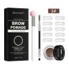 Eye Brow Stamping Kit Black Light Brown Waterproof Eyebrow Stamp Stencil Kit for Black Women