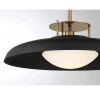 1 Light Pendant in Vintage Style-8 Inches Tall and 20 Inches Wide, Matte Black/Warm Brass Finish with White Opal Glass with Metal Shade