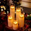 Set of 5 High Real Wax LED Candle Pillars Flickering Battery Operated Flameless Candles with Remote Control for Christmas Decor