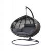 Custom moon garden furniture egg wicker gray cushion rattan swing chair hanging with metal stand